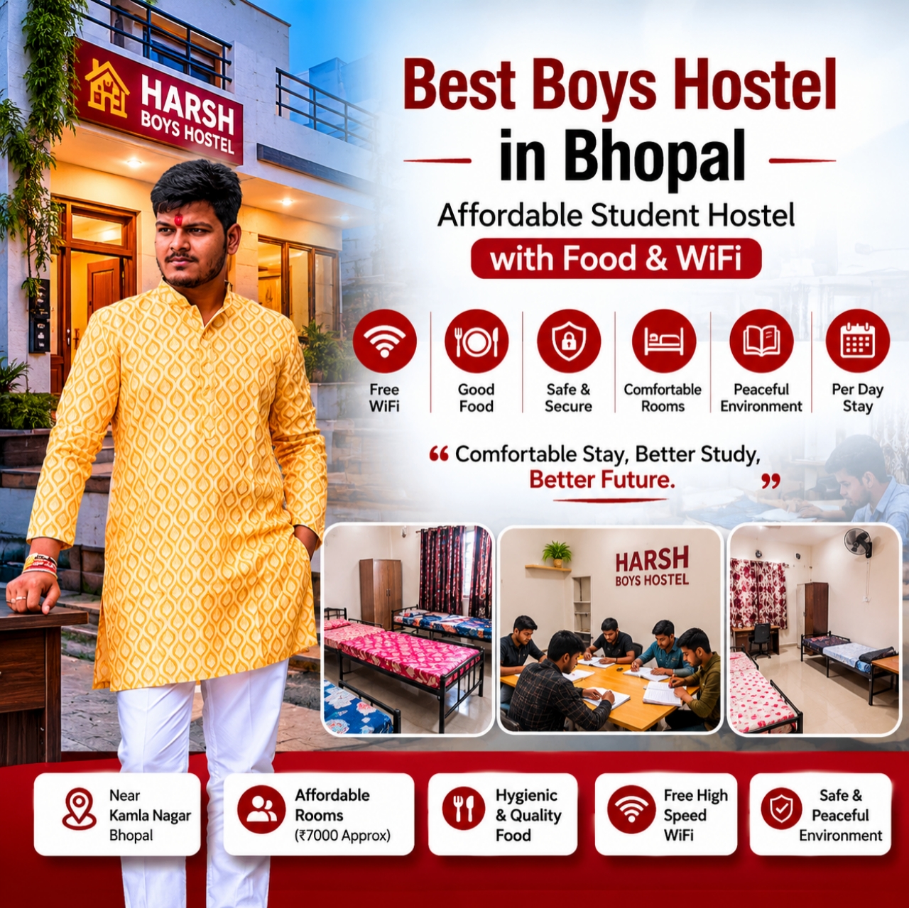 Best Boys Hostel in Bhopal | Affordable Student Hostel with Food & WiFi