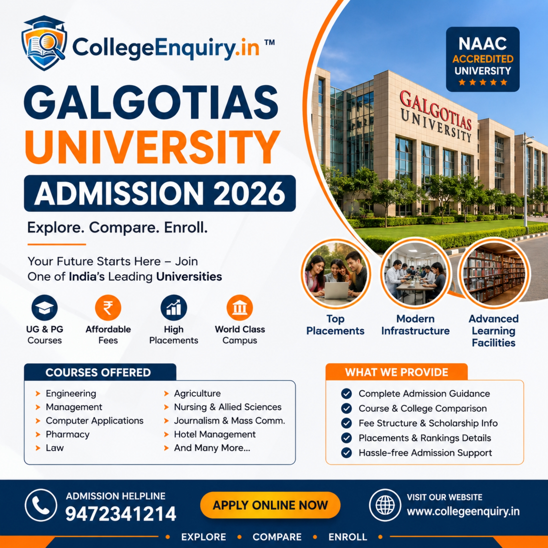Galgotias University Admission 2026: Courses, Fees, Eligibility, Placements, Rankings & Apply Online