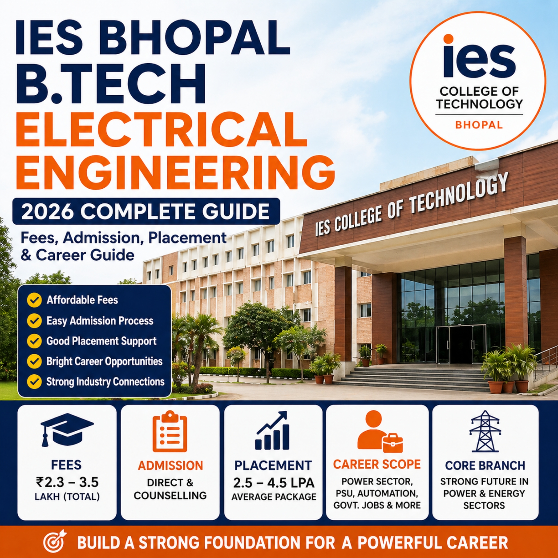 IES Bhopal B.Tech Electrical Engineering 2026: Fees, Admission, Placement & Career Guide