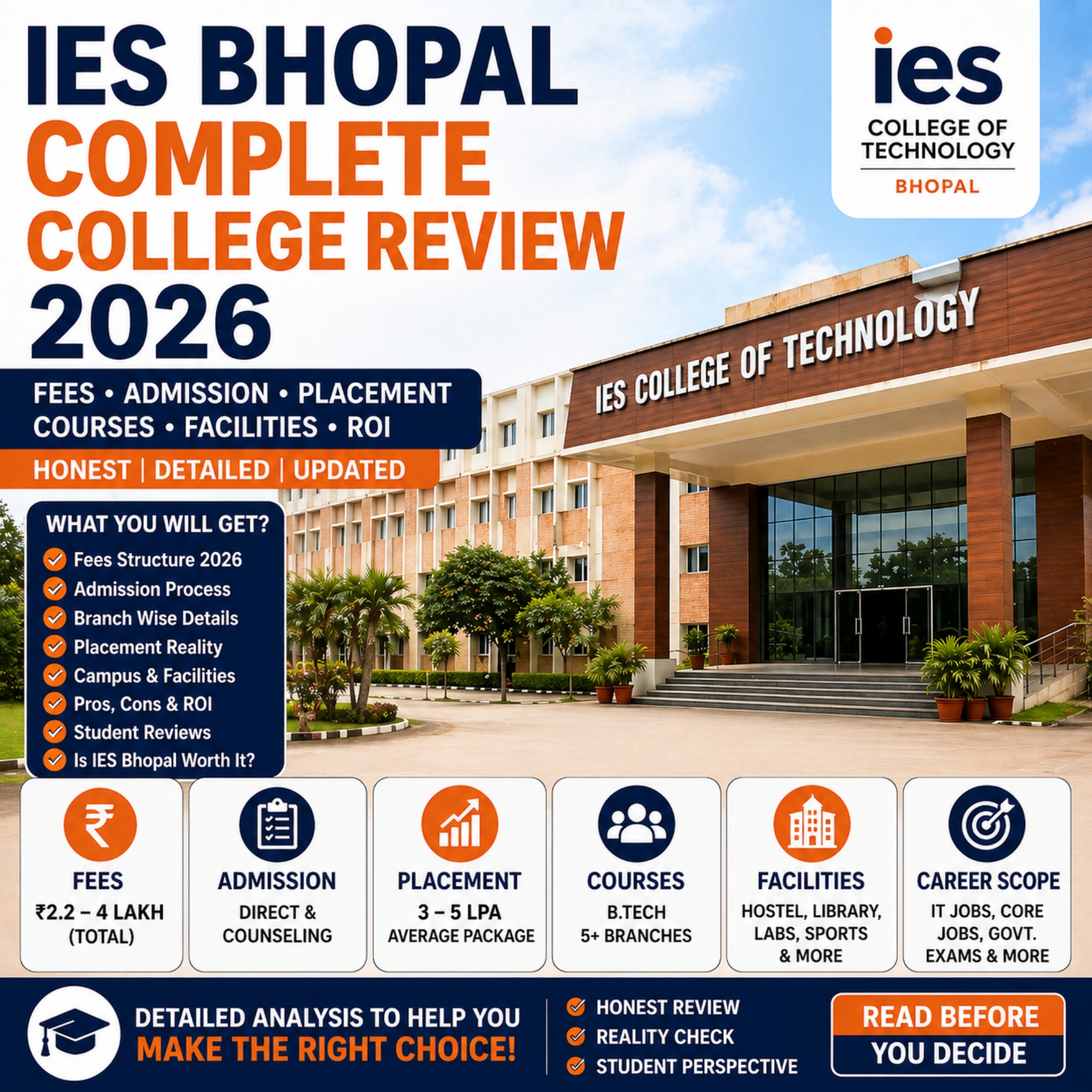 IES Bhopal Engineering Review 2026: Fees, Admission, Placement & Branch Analysis