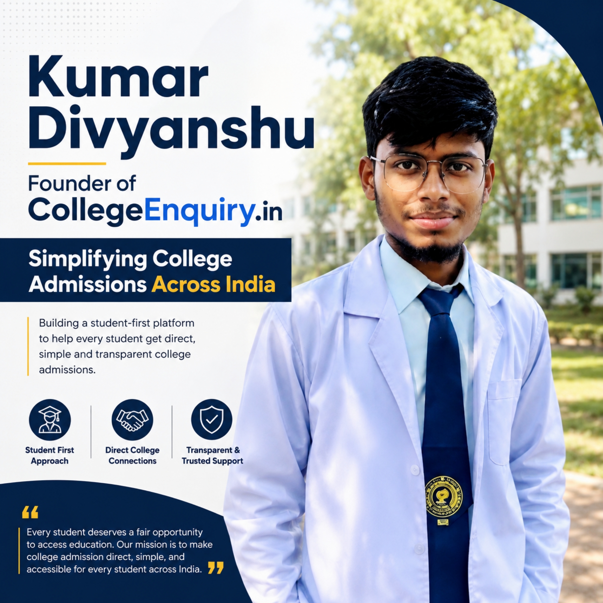 Kumar Divyanshu Founder of CollegeEnquiry.in Simplifying College Admissions Across India