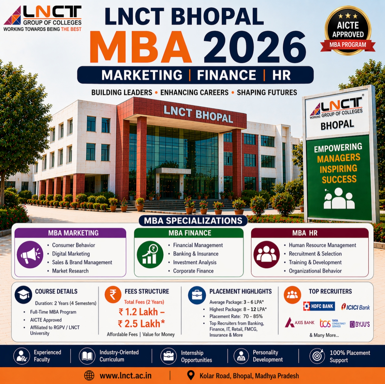 LNCT Bhopal MBA (Marketing/Finance/HR) 2026: Fees, Placement Details