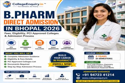 B Pharma Direct Admission in Bhopal 2026 – Fees, Eligibility, PCI Approved Colleges & Admission Process